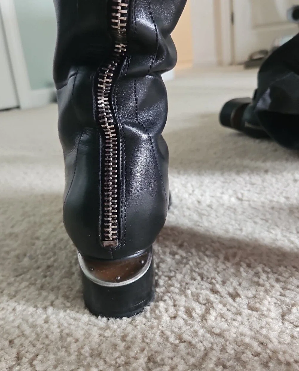 Alexander Wang Black Over-the-Knee Leather Boots Iconic Wedge Heel. Incredible!